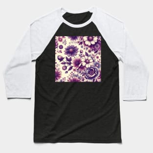 Purple Flowers Baseball T-Shirt